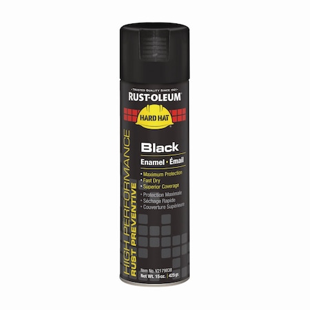 Rust-Oleum Hard Hat High Performance V2100 System Rust Preventive Enamel Spray Paint, Gloss Black, 15 oz, 6PK RSTV2179838CT